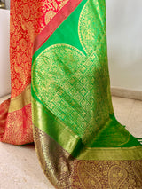 RAJINI – ORANGE KANJIVARAM WITH TRADITIONAL ZARI WOVEN MOTIFS