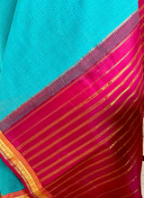 VRITIKA - SUBTLE BLUE GADWAL COTTON SAREE WITH RED ZARI BORDER