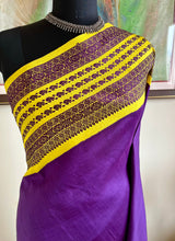 CHARINI – PURPLE KORVAI KANJIVARAM WITH YELLOW BORDER AND MOTIFS