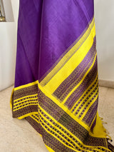CHARINI – PURPLE KORVAI KANJIVARAM WITH YELLOW BORDER AND MOTIFS