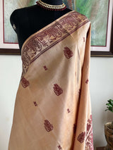 BITHI- PEACH BALUCHARI WITH MAHABHARATA MOTIFS AND DANCE POSES