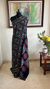 SMITANJALI - GREY ODISHA HANDLOOM COTTON SAREE WITH IKAT MOTIFS