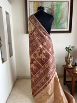 BITHI- PEACH BALUCHARI WITH MAHABHARATA MOTIFS AND DANCE POSES