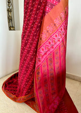 NAYIRA – POCHAMPALLY SILK WITH FLORAL GREEN BORDER DETAIL