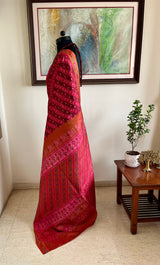 NAYIRA – POCHAMPALLY SILK WITH FLORAL GREEN BORDER DETAIL