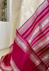 ARIYANA- REGAL KANJIVARAM IN OFFWHITE WITH PINKISH MAROON