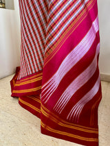 ALAIYA- NEVER WORN KORVAI KANJIVARAM WITH CHECKS AND CHEVRON BORDER