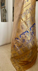 NAVIRA - SWARNACHARI WITH MAIDEN MOTIFS, MYTHOLOGICAL BORDER  AND AANCHAL