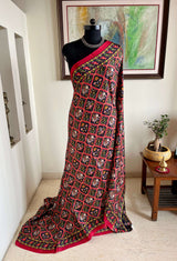 LINA - PRINTED MODAL SILK SAREE WITH DOUBLE IKKAT PATOLA DESIGN