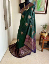 NEHAL- EXQUISITE KATAN SILK BANARASI WITH ANTIQUE GOLD ZARI MOTIFS