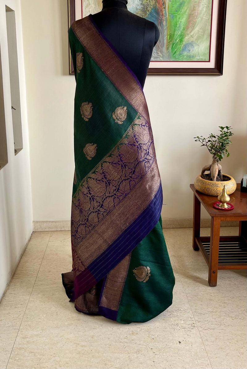 NEHAL- EXQUISITE KATAN SILK BANARASI WITH ANTIQUE GOLD ZARI MOTIFS