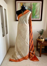 PRAJAKTA- KHANDUA TUSSAR SILK SAREE WITH FISH AND TEMPLE MOTIFS