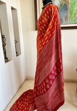 RIVA - MAROON PURE CREPE SILK SAREE WITH BAGH PRINT