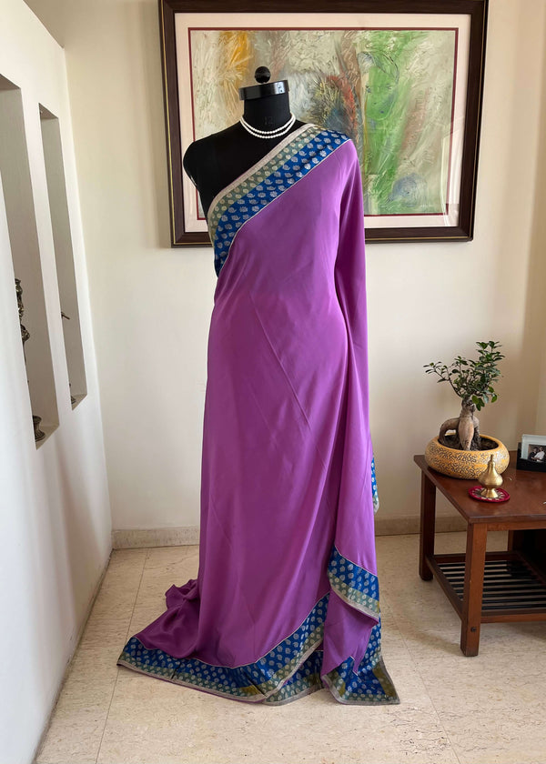 AARIKA: GRACEFUL MAUVE PURE CREPE WITH BANARASI BROCADE