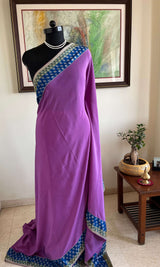 AARIKA: GRACEFUL MAUVE PURE CREPE WITH BANARASI BROCADE