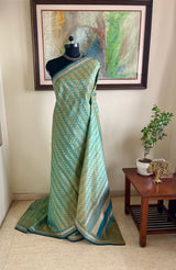 AADIRA – DESIGNER GREEN BLUE KANJIVARAM WITH ZARI CHEVRONS