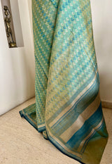 AADIRA – DESIGNER GREEN BLUE KANJIVARAM WITH ZARI CHEVRONS