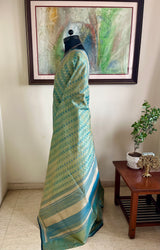 AADIRA – DESIGNER GREEN BLUE KANJIVARAM WITH ZARI CHEVRONS