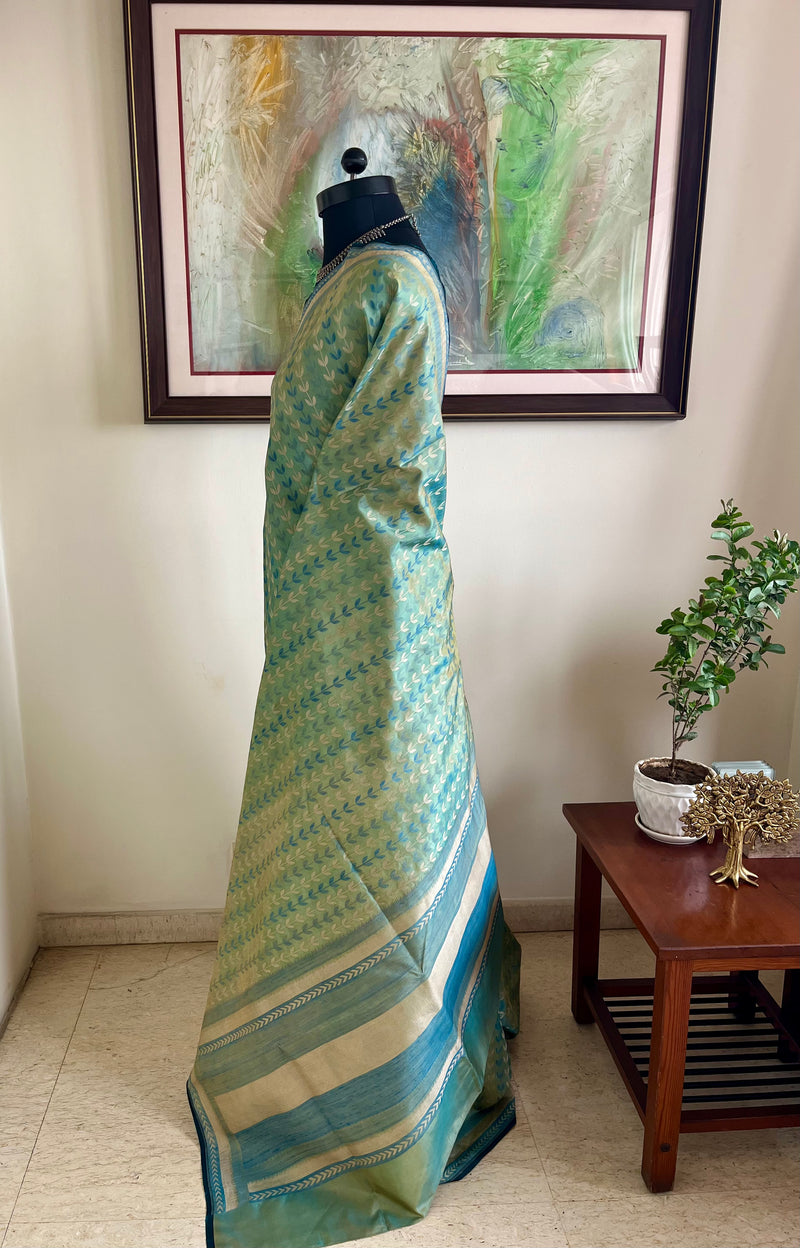 AADIRA – DESIGNER GREEN BLUE KANJIVARAM WITH ZARI CHEVRONS