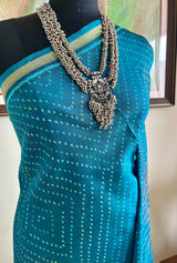 TEJITA – BLUE PATOLA SILK SAREE WITH IKKAT MOTIFS AND ZARI