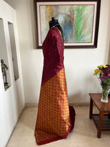 SHRAVIKA – MAROON KANJIVARAM SILK WITH GOLDEN WOVEN CONTRAST