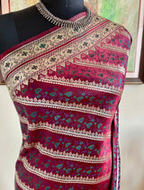 SAKEENA - MAROON ZARI BANARASI WITH FLORAL MOTIF GRANDEUR