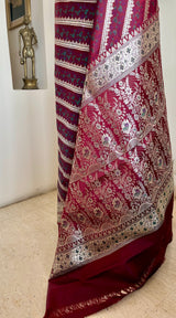 SAKEENA - MAROON ZARI BANARASI WITH FLORAL MOTIF GRANDEUR