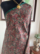 KOMAL- LIGHTWEIGHT PRINTED SILK WITH FLORAL AND CHEVRON AANCHAL