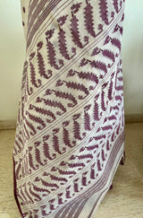 POUSHALI – WHITE JAMDANI COTTON WITH FLORAL AND LINEAR MOTIFS