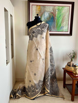 CHAITRALI- EXQUISITE MADHUBANI SAREE WITH PEACOCK AND FLORAL MOTIFS