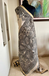 CHAITRALI- EXQUISITE MADHUBANI SAREE WITH PEACOCK AND FLORAL MOTIFS