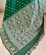 MEKHALA – GREEN ASSAM SILK WITH MULTICOLOUR FLORAL THREADWORK
