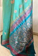 MALIHA – JEWEL-TONED TEAL BANARASI SILK SAREE ELEGANCE