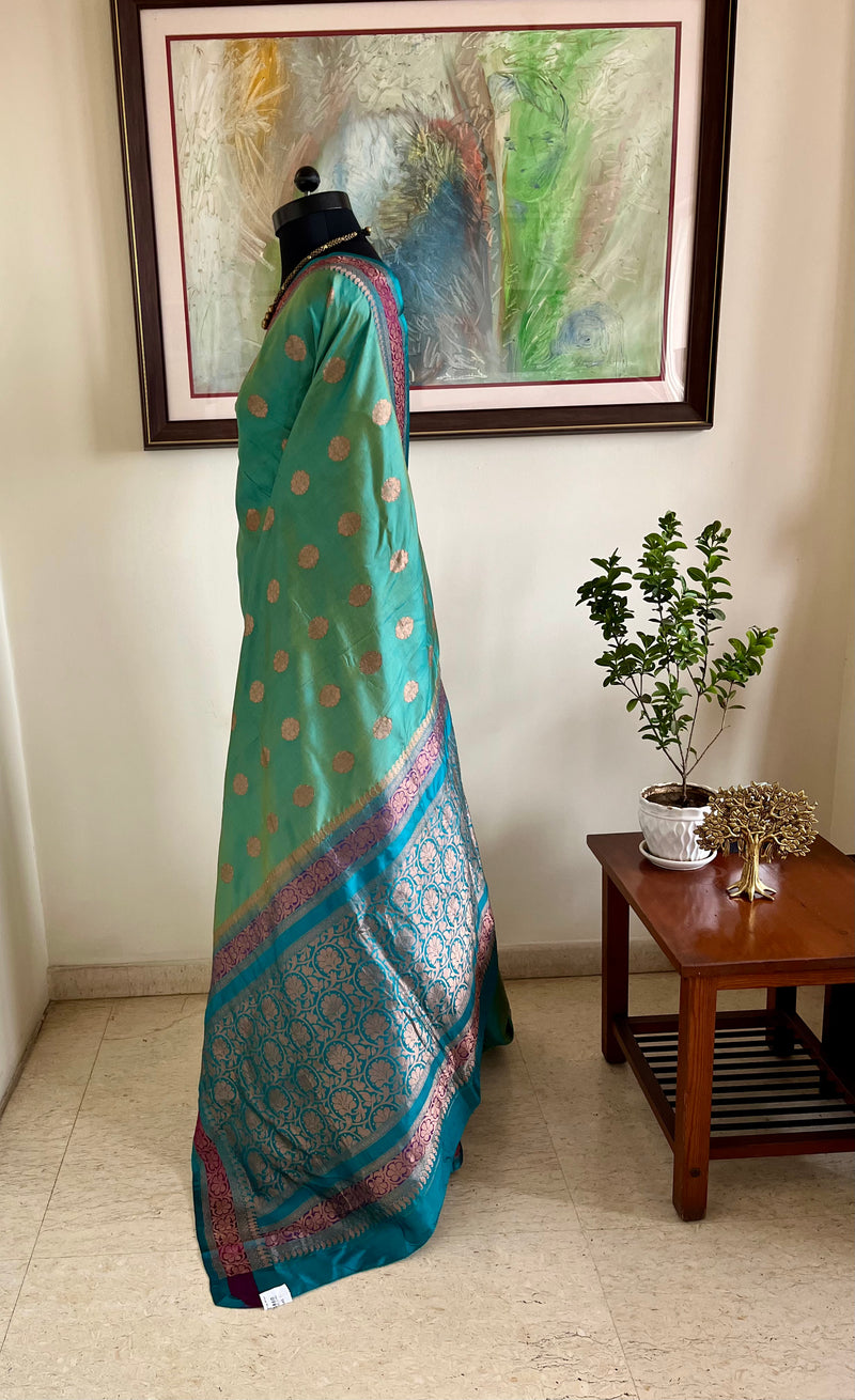 MALIHA – JEWEL-TONED TEAL BANARASI SILK SAREE ELEGANCE