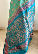 MALIHA – JEWEL-TONED TEAL BANARASI SILK SAREE ELEGANCE