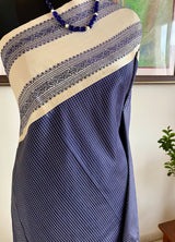 MANJULAI – BLUE AND OFF-WHITE KATTAM KANJIVARAM WITH FLORAL BORDERS