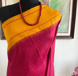 MEENAVI – RED KATTAM KANJIVARAM WITH MUSTARD YELLOW BORDER
