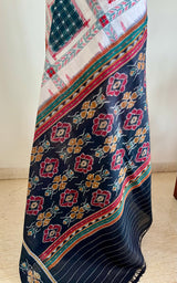 MRIGANKAA – VIBRANT ASHWINI COTTON SAREE WITH BLACK AANCHAL FLORALS