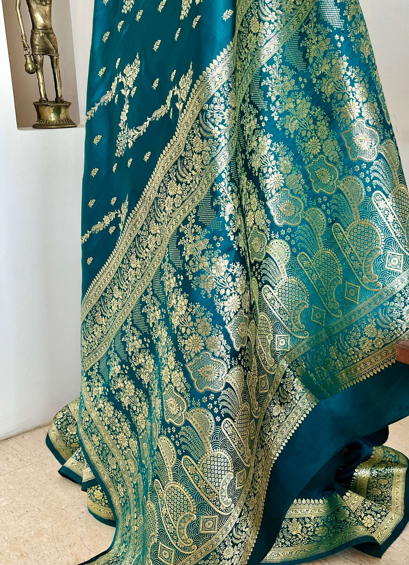 RIVYA- EXQUISITE BLUE BANARASI: A MASTERPIECE IN SATIN SILK