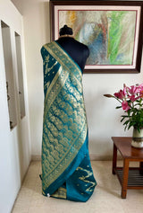 RIVYA- EXQUISITE BLUE BANARASI: A MASTERPIECE IN SATIN SILK