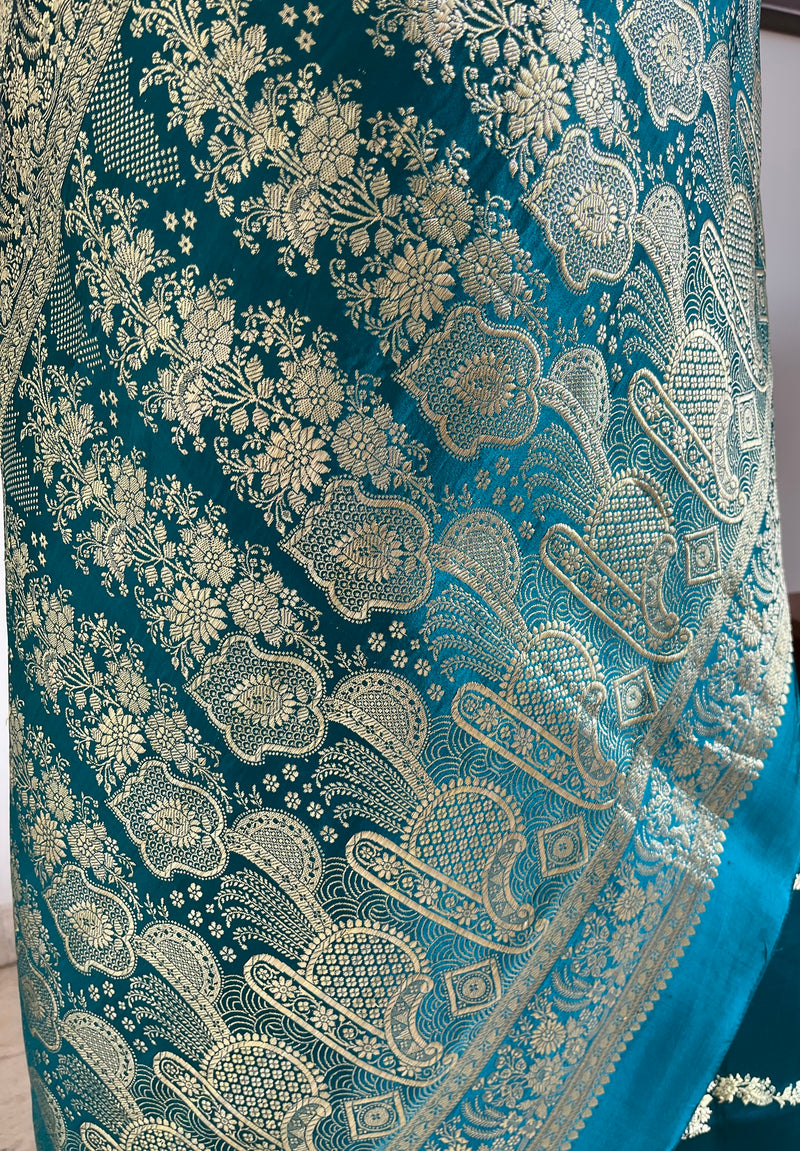 RIVYA- EXQUISITE BLUE BANARASI: A MASTERPIECE IN SATIN SILK