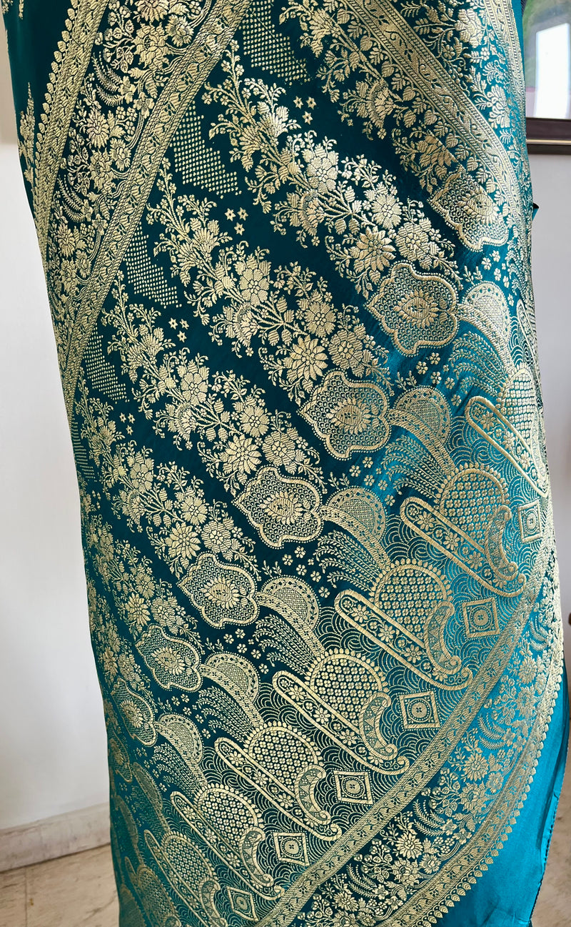 RIVYA- EXQUISITE BLUE BANARASI: A MASTERPIECE IN SATIN SILK