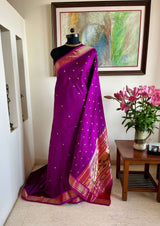 HARSHADA- RICH PURPLE NARALI MOR KUNDA PAITHANI, A MASTERPIECE OF ELEGANCE