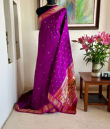 HARSHADA- RICH PURPLE NARALI MOR KUNDA PAITHANI, A MASTERPIECE OF ELEGANCE