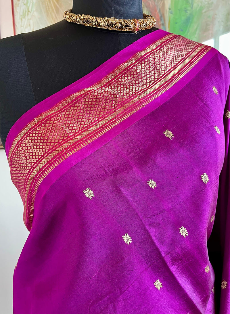 HARSHADA- RICH PURPLE NARALI MOR KUNDA PAITHANI, A MASTERPIECE OF ELEGANCE