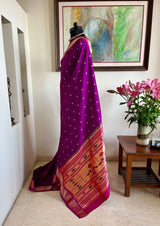 HARSHADA- RICH PURPLE NARALI MOR KUNDA PAITHANI, A MASTERPIECE OF ELEGANCE