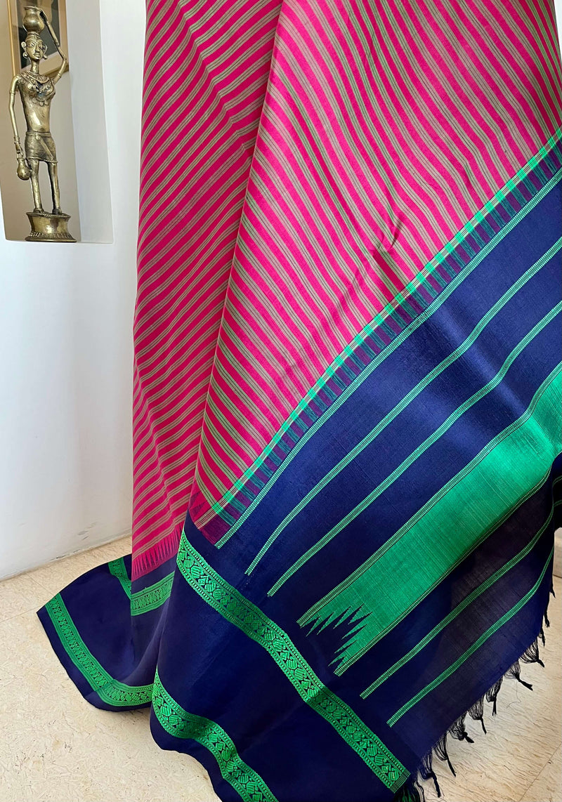 ANICHA- VIBRANT KANJIVARAM SILK WITH STRIPES AND PAISLEY BORDER