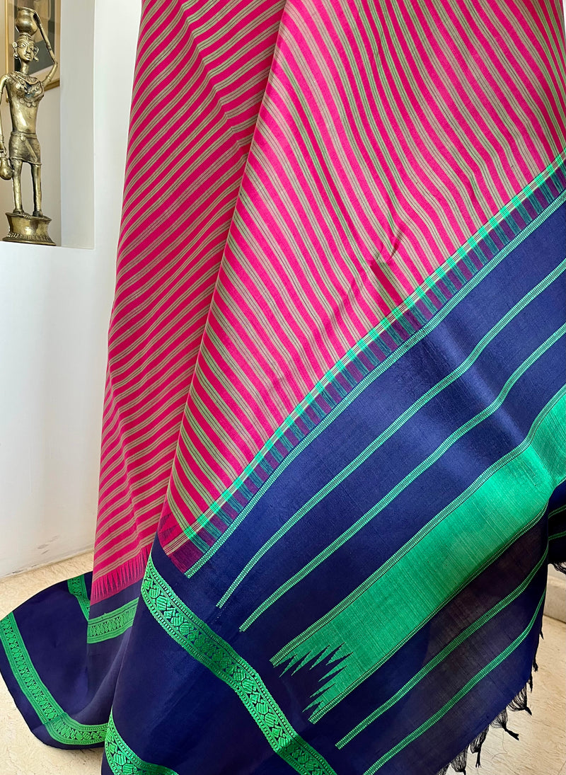 ANICHA- VIBRANT KANJIVARAM SILK WITH STRIPES AND PAISLEY BORDER