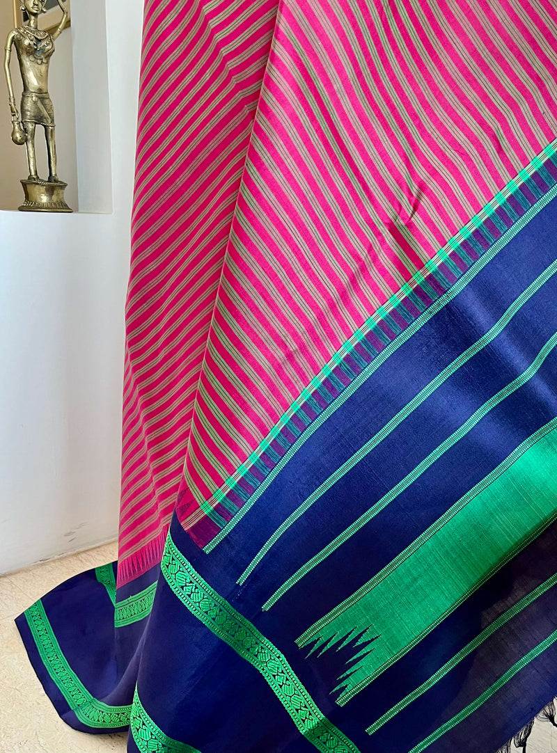 ANICHA- VIBRANT KANJIVARAM SILK WITH STRIPES AND PAISLEY BORDER