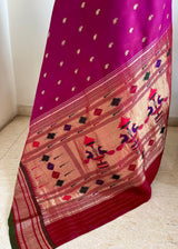 MANUSHI – MAGENTA PINK PAITHANI WITH NARALI BORDER AND MOR KUNDA AANCHAL